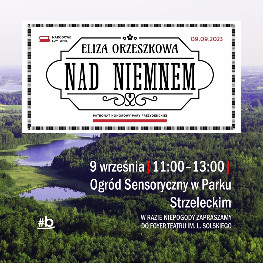 Plakat "Narodowego Czytania" w Ogrodzie Sensorycznym